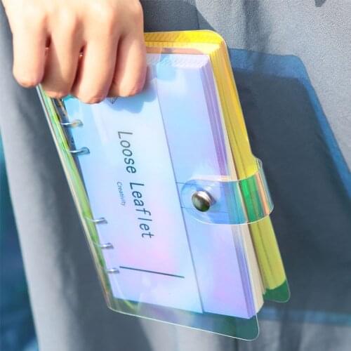 Creative A5 A6 PVC Laser Loose Binder Notebook File Folder Weekly Planner LIst Clip School Office File Organizer Supplies