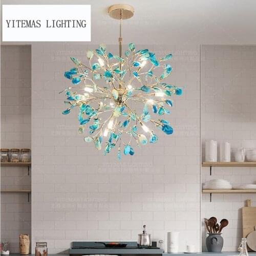 Globe/Gold/modern LED chandelier agate blue/green/purple/pink agate chandelier for bedroom/living room/kitchen/dining room/foyer