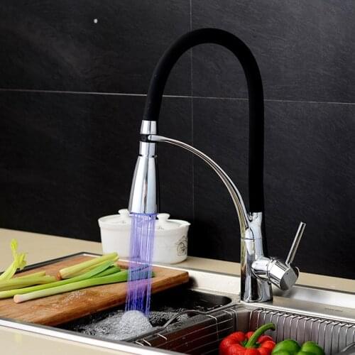 Kitchen Vidric Faucet 3Color automatic Sense Temperature Faucet LED light a Faucet Hot and Cold Mixer Tap basin LED Faucets