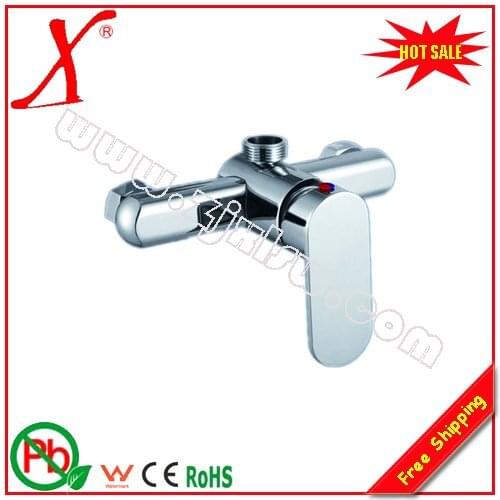 L15388 - Silver Color Brass Shower Faucet 150mm Hole To Hole Wall Mounted Shower Tap Hot & Cold Water Mixer