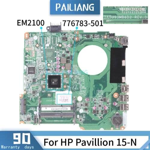 PAILIANG Laptop motherboard For HP Pavillion 15-N Core 776783-501 DA0U93MB6D2 EM2100 TESTED DDR3