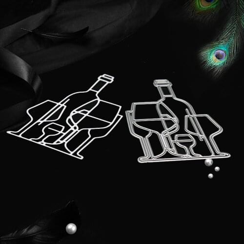 Wine Bottle Metal Cutting Dies Craft Dies Scrapbooking for Card Making Album Embossing Paper Stencil Decor