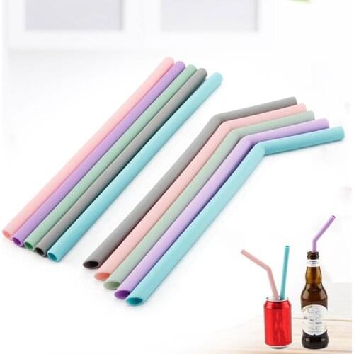 Reusable Food Grade Silicone Straws Straight Bent Drinking Straw Juice Milk Tea Drink Cocktail Straight Tube Party Bar Tools