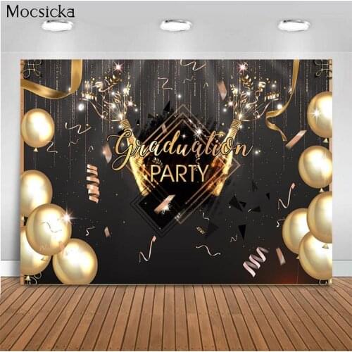 Mocsicka Birthday Party Background Champagne Balloon Golden Decoration Style Child Portrait Photo Background Photography Studio