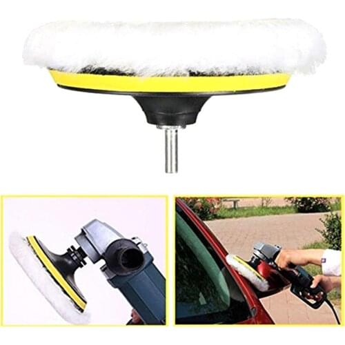 5Pcs 7 Inch Polishing Pad with M14 Drill Adapter Artificial Stone Furniture Cars Waxing Soft Wool Detailing Polishing Buffer