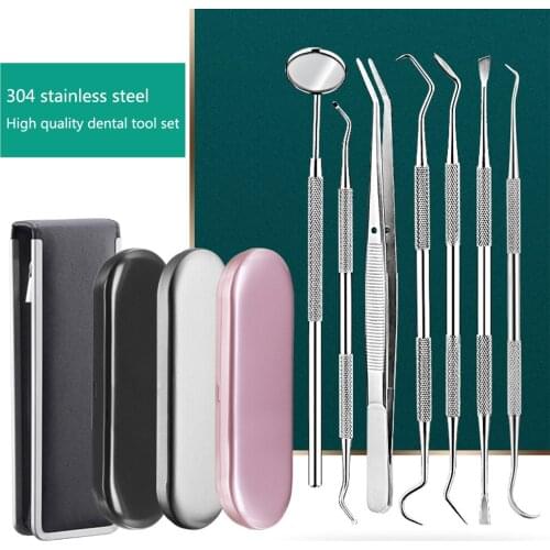 6Pcs/set 304 Stainless Dental Tool Set Dentist Tooth Clean Hygiene Picks Mirror Kit Oral Health Tooth Inspection Tartar Clean