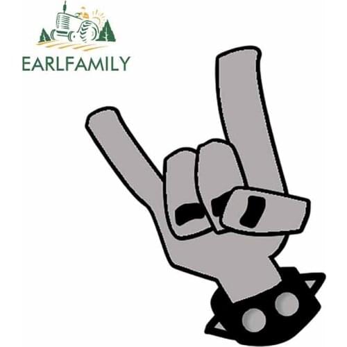 EARLFAMILY 13cm x 10.6cm For Rock Gesture Motorcycle Car Stickers Fashion Fine Decal Vinyl Material Waterproof Suitable For VAN