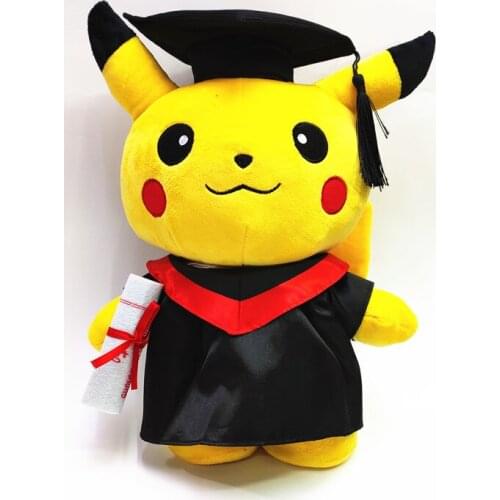 New Original Pokemon Pikachu Plush Toy Dr. Cap Gown Doll 35cm Kids Toys Gift