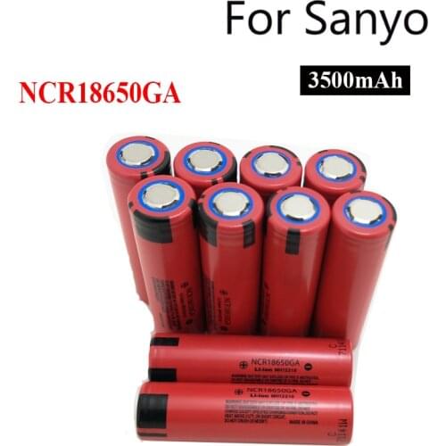 20pcs/lot original NCR18650GA 3.6V 18650 SANYO 3500mAh high drain 10A discharge current battery