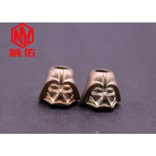 Original Brass Star Wars Samurai Helmet Paracord Knife Bead Retro Pendant Keychain Accessory