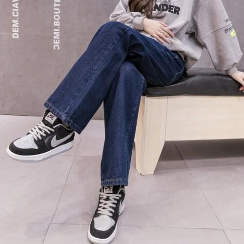 6611# Autumn Denim Maternity Jeans Elastic Waist Belly Wide Leg Loose Straight Pants Clothes for Pregnant Women Casual Pregnancy