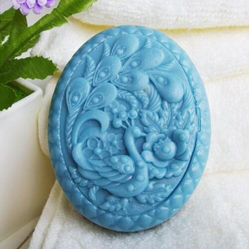 Peacocks Pattern Silicone Soap Mold Making Cake Oval Mold Handmade Soap DIY Crafts Fondant Cake Decorating Tools Candle Mould