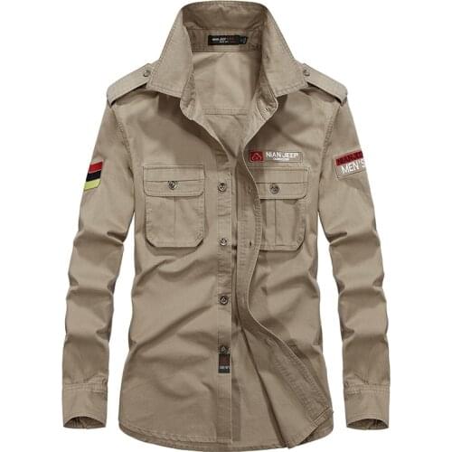 Fashion Brand Mens Clothing Spring 100% Cotton Casual Shirt Military Style Male Washed Long Sleeved Shirts Handsome Loose Tops