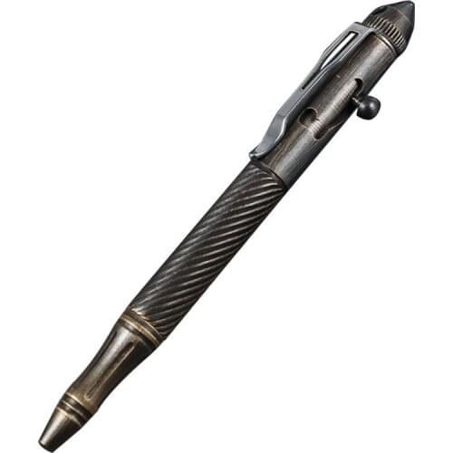 2021 New Solid Handmade Brass Gel Ink Pen Retro Twist Pattern Bolt Action Writing Tool