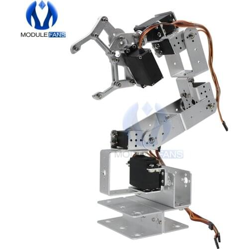 Silver/Black Manipulator ROT3U 6DOF Aluminium Robot Arm Mechanical Robotic Clamp Claw for Arduino