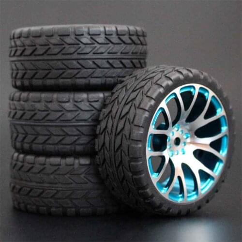 1Set HSP HPI Racing Tires Tyre Metal Wheel Rim 4Pcs For RC 1/10 On-Road Car HSP 94123/94103/94122 D4/D3 FW06 7Y-B