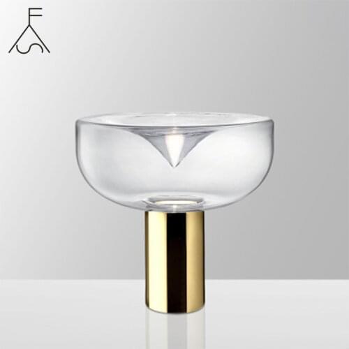 Funnel Leucos Table Lamp Glass E27 Gold Designer Table Lamp for Living Room Bedroom Bed Side Study Glass Minimalist Desk Lamp