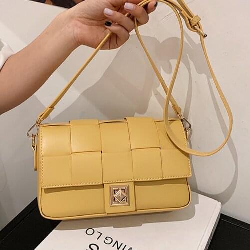 Fashion Weave Shoulder Bag for Women PU Leather Messenger Bag Elegant Female Flap Handbags Womens Stylish Bag Casual Lady Bags