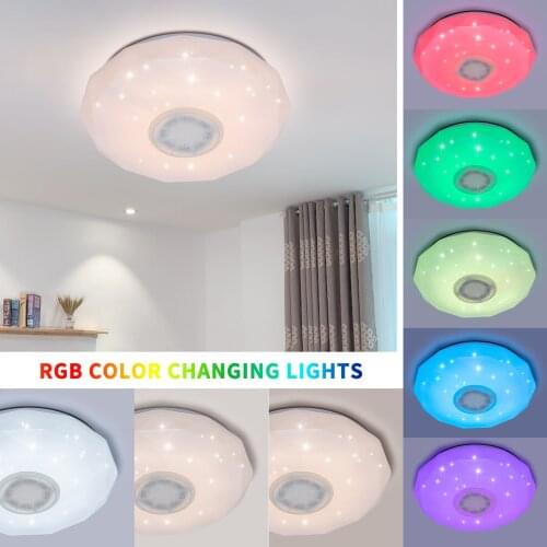 AC186-265V 36W LEDs Starlight Dimmable Music Ceiling Lamp Remote & APP Control BT Speaker RGB Color Changing Party Star Lights