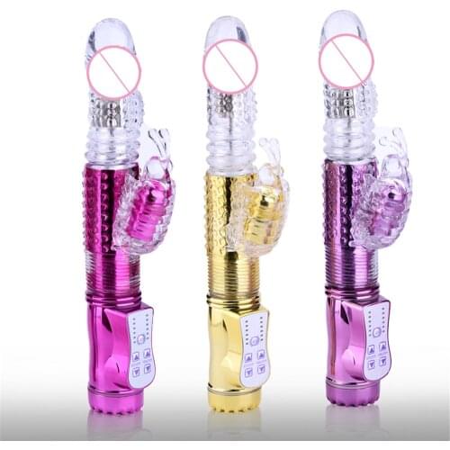 Telescopic Thrusting Rabbit Vibrator Ratation G Spot Clit Stimulator Dual Motor Waterproof Massager Intimate Sex Toys for Women