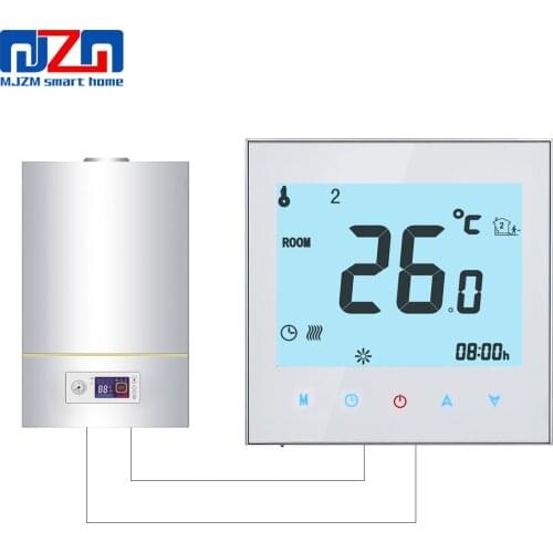 MJZM GL-1000 Gas Boiler Touch Screen Thermostat Weekly Programmable Boiler Heating Temperature Regulator Controller White&Black