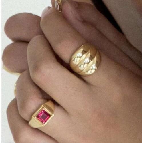 Bold hypebole chunky stainless steel ring for women trinity statement ring cool punk rock European style fashion 2021