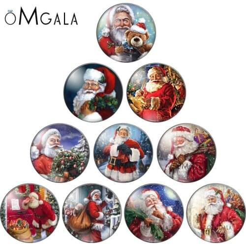 Merry Christmas Santa Claus gift Patterns 8mm/10mm/12mm/18mm/20mm Round photo glass cabochon demo flat back Making findings