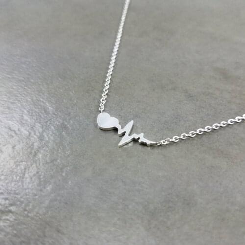 Stainless Steel Chain Heartbeat Pendant Necklace Women Jewelry Gold Color Boho Heart Wave Statement Necklace Best Friends Gifts