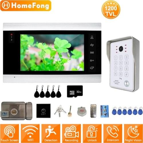 HomeFong Visual Doorbell 7-Inch Screen WiFi Video Door Phone Apartment Video Intercom System Doorbell With Electronic Lock