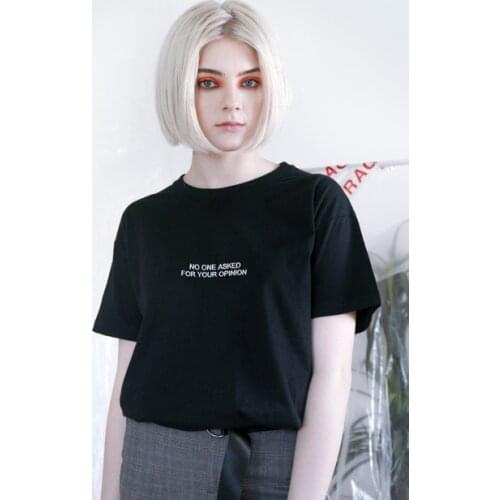 No One Asked for Your Opinion Letter Women Summer Tops Tees Clothes 90s Punk Grunge Gothic Female T Shirt Ropa De Mujer Tumblr