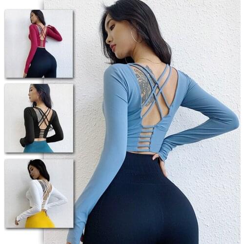 Womens Yoga Long Sleeve Fitness Running Shirts Gym Girl Sport Fitness Workout Yoga Clothing