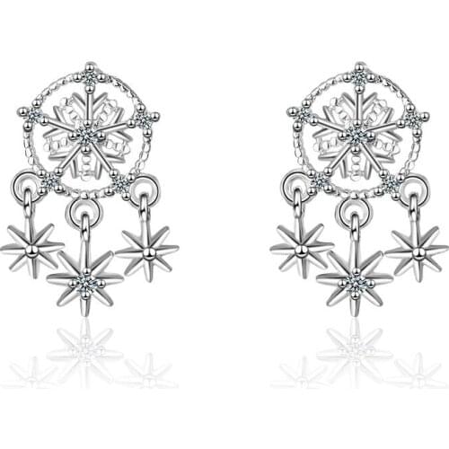 WYJZY Snowflake Ms. Stud Earrings Womens Clothing with Jewelry Christmas Surprise Birthday Gift Jewelry