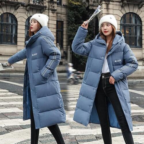 Winter Coat Women Fashion Lovers Winter Jacket Women Cotton Padded Parka Long Outwear Hooded Solid Female Jacket Coat