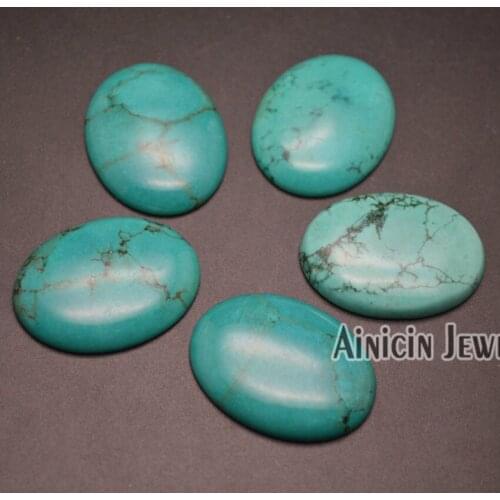 10pcs Green Color Natural Green Stone 28x35mm Oval Shape Inlay Ring Surface DIY Jewelry Making Materials Beads