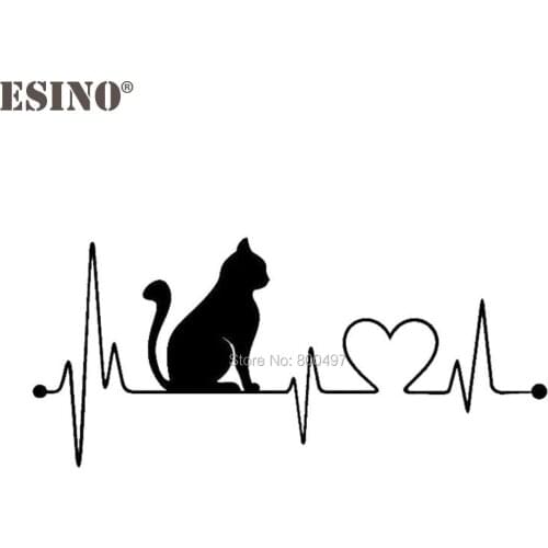10 x Car Styling Fashion Style Decoration Car Accessory Lovely Cat ECG EKG Creative Reflective Stickers Car Whole Body Decal