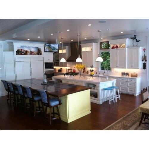 2017 discount solid wood kitchen cabinets customized made traditional wood cabinets white color with island cabinet S1606168