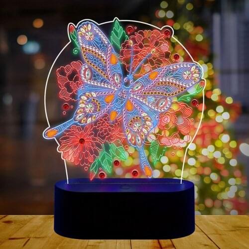 3D DIY Diamond Painting Night Light Christmas Halloween Festival Decorative Light for Bedroom Diamond Painting Christmas Gifts