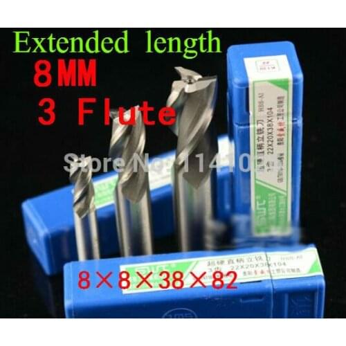 5pcs/set 8mm three 3 Flute HSS & Aluminium Extended End Mill Cutter CNC Bit Milling Machinery tools Cutting tools.Lathe Tool