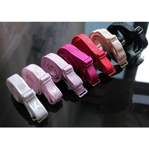 50pairs Assorted Colors Adjustable Jacquard Elastic Spaghetti Ribbon Bra Straps 37cm Length Bra Shoulder Belt Accessories WB44