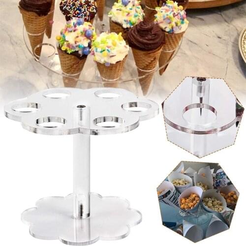 6/16 Holes Acrylic Transparent Ice Cream Stand Cake Cone Stand Holder Wedding Buffet Food Display Stand Baking Kitchen Tools New