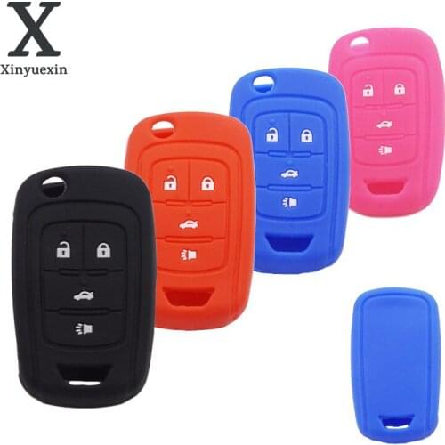 Xinyuexin Silicone Car Key Case Cover For Chevrolet VAUXHALL OPEL Insignia Astra J Zafira C Mokka Buick key Case 4 Button Holder