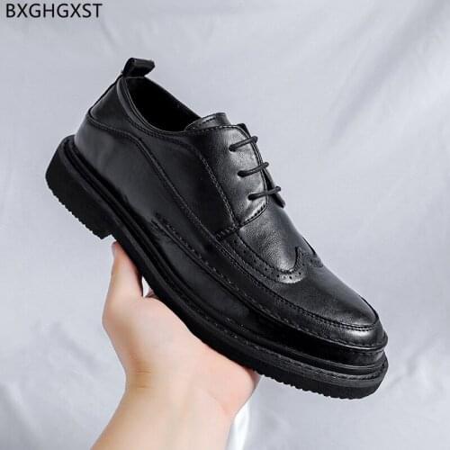 Black Brogue Dress Shoes Mens Fashion Oxford Leather Shoes Men Formal Party Shoes for Men 2021 Chaussure Homme Zapatos De Hombre