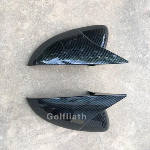 Added Side Wing Mirror Covers Caps carbon fiber look fit for volkswagengolf MK7 Rearview