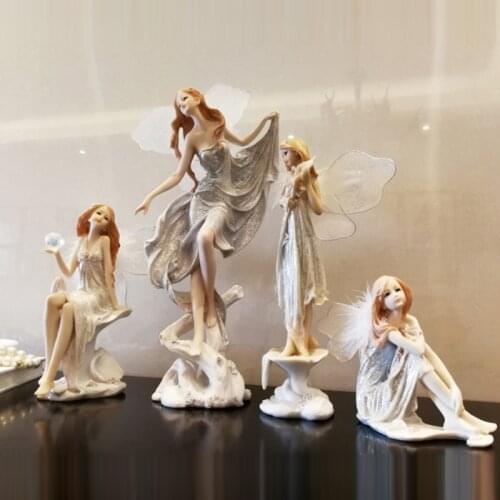 European Flower Fairy figurines Resin Angel Miniature Sculpture Arts and Crafts fairy garden Home Decoration Wedding Gifts