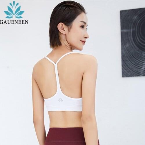 GAUENEEN Women Sports Bra Push Up Padded Yoga Bra Gym Workout Running Solid Color Halter Fitness Tank Top