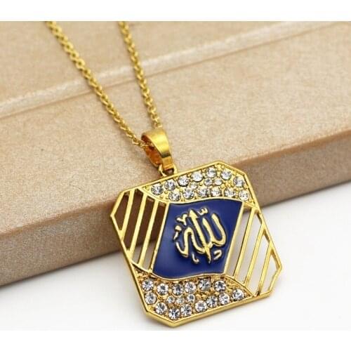 Geometric inlaid zircon totem Arabic rune necklace pendant accessory creative hip-hop punk style fashion jewelry