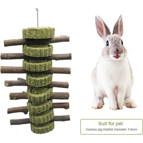 Pet Toys Small Animal Teeth Grinding Rabbit Hamster Chinchilla Teeth Grinding Toys Tree Natural Grasses Cookie Hanging Supplies