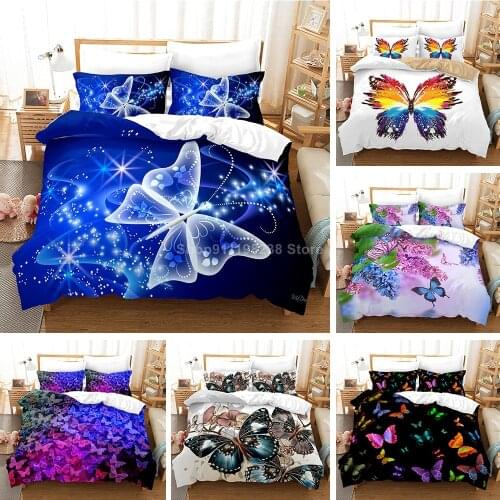 3D Print Fantasy Butterfly Animal Romantic Comforter Bedding Set King Queen Double Full Twin Single Size Bed Linen Set Luxury