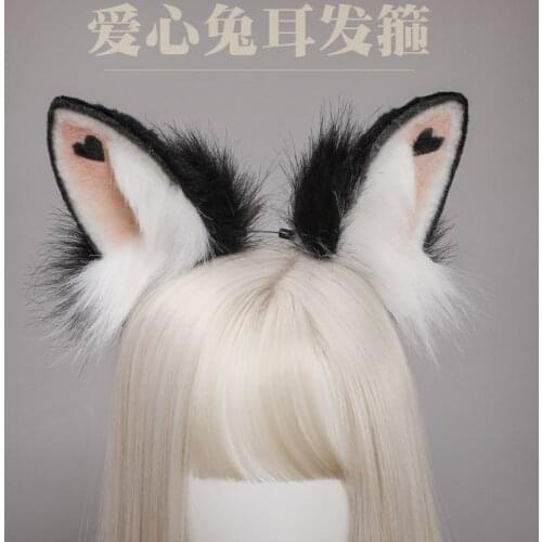 Cat Ears and Tail Girls Halloween Simulation Bunny Ears Headband Cosplay Anime Plush Fox Animal Ear KC Lolita Hair Accessories