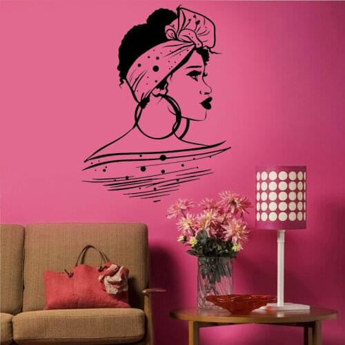 Beautiful Black Girl Woman African Hairstyle Wall Stickers Vinyl Home Decor Girls Room Teens Bedroom Interior Decals Mural 4127